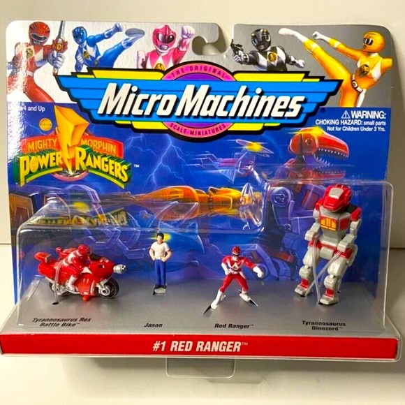 VTG 1994 #1 RED POWER RANGER MICRO MACHINES TYRANNOSAURUS DINOZORD JASON MORPHIN - Picture 11 of 11